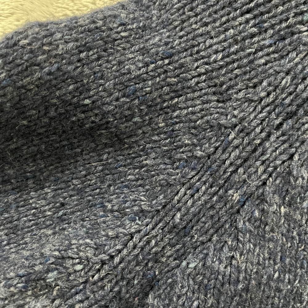 Eddie Bauer Cardigan Sweater Womens M Blue Fisherman Knit Shawl Collar Full Zip - Picture 3 of 9
